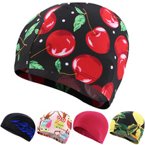 Swimming cap female long hair fashion cute printing solid color adult children large comfortable swimming equipment male swimming cap