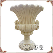 Sandstone flower pot Sandstone relief round carving Garden landscape pool fountain sculpture Hotel clubhouse villa greening ornaments