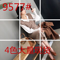 ◆ASM◆2017秋冬新款 V领针织背心连衣裙中长款修身毛衣长裙女装