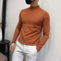 Korean slim half high collar long sleeve sweater men 2021 New Tide youth simple joker casual base sweater