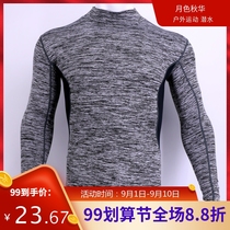 X GRFN anti-static thick velvet turtleneck mens T-shirt running exercise fitness quick-dry tight warm long sleeve shirt