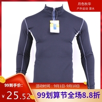 Anti-static warm fluff semi-zipper quick-drying perspiration male elastic high collar long-sleeved shirt