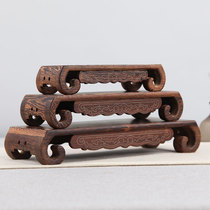 Mahogany carving crafts ornaments base Solid wood strange stone Buddha statue flower pot Silver silk scroll rectangular base