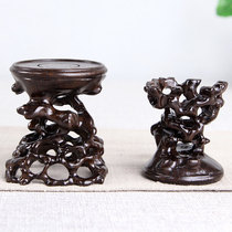 Ebony wood ornament base Solid wood hollow carving crafts Teapot stone strange stone base Wooden bracket raised