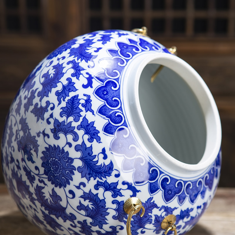 Jingdezhen ceramic tank storage tank general blue and white porcelain jar with cover caddy fixings home furnishing articles home decoration
