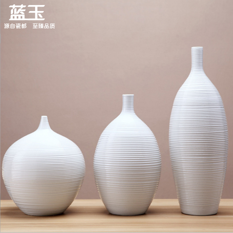 Jingdezhen ceramic vases, white European vase three - piece furnishing articles contracted sitting room between example home decoration