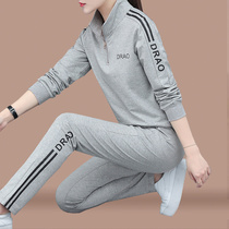 Pure cotton sportswear suit women spring and autumn 2021 new middle-aged mother foreign atmosphere reduced age 40 years old two-piece set