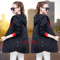 Black trench coat women 2021 Spring and Autumn New Korean version of long coat small man Joker casual autumn coat