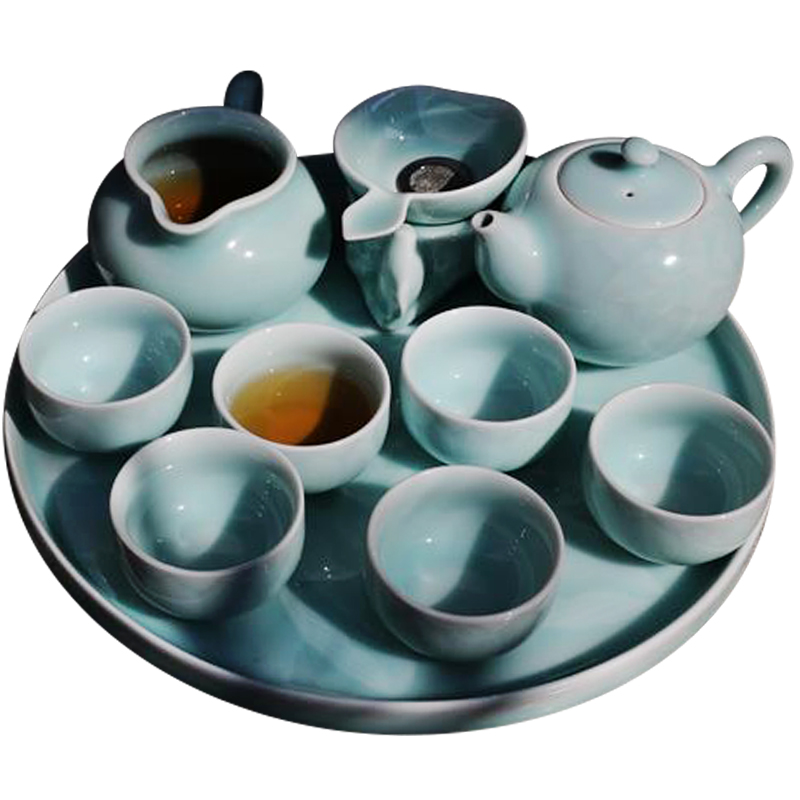 Oujiang longquan celadon tea set kung fu tea sets with lotus tea tea tray household ceramics gift boxes