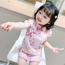 Girls Cheongsam Summer Kids Chinese Han Chinese Style Western Style Dress Girls Baby Vintage Tang Princess