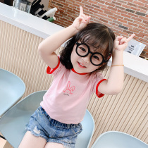 Girls Short Sleeve T-shirt Summer 2022 New Girls Summer Summer Mask T-shirt Children Half Sleeve Pure Cotton Tops Trendy Brand