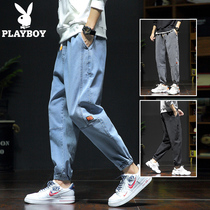 Flower Playboy Jeans Male Loose Tide Cards 90% Bunch Foot Tide 100 lap 2021 Fall new casual mens pants