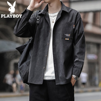Flowers Playboy Men Jacket 2022 Spring Fall New Korean Version Trend Clothes Plus Suede Spring Shirt Jacket