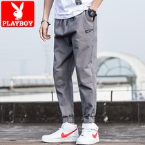 Playboy nine-point pants mens Korean version of the trend summer loose casual spring and autumn models tie feet tide brand tooling long pants