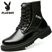 Floral Playboy boots Winter gush Overalls Boots Men Warm Snowy Boots High Help Martin Boots Genuine Leather Cotton Shoes