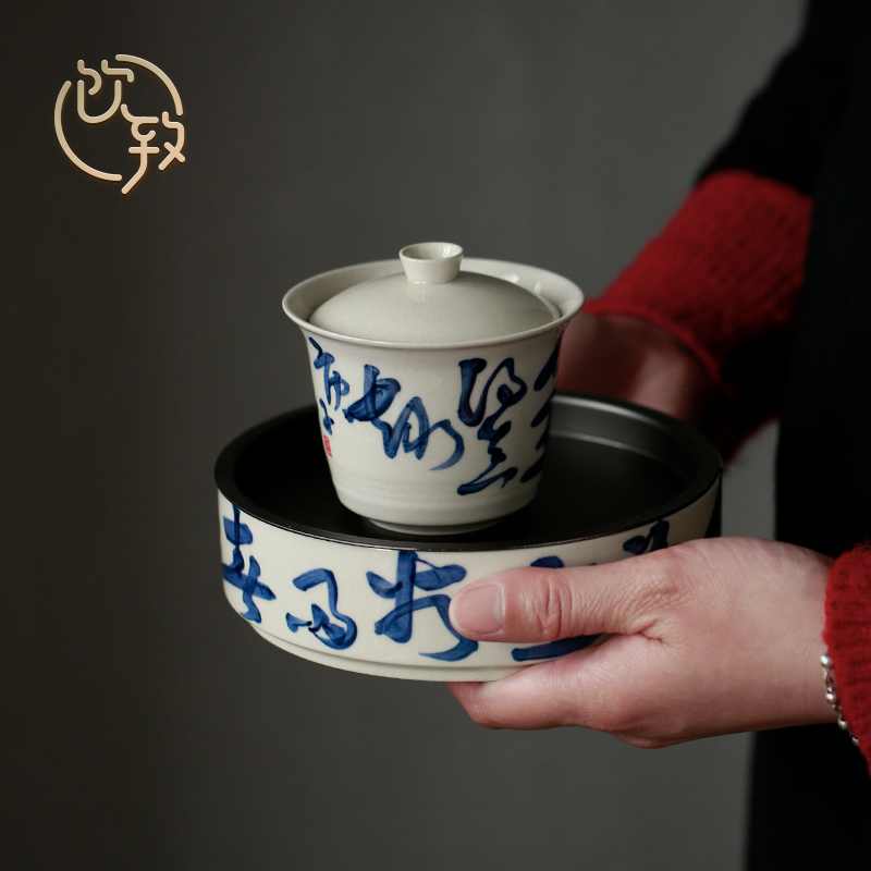 Ultimately responds to plant ash glaze Japanese hand - made of blue and white porcelain pot bearing water dry terms Taiwan kungfu tea accessories teapot