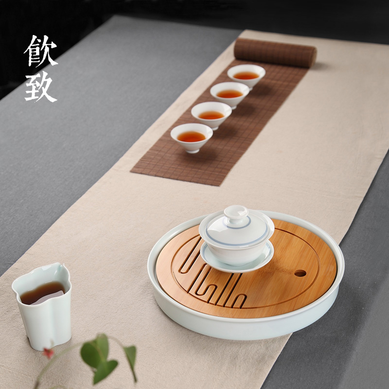 Ultimately responds to celadon water storage type embedded bamboo tea tray was dry plate of tea sets tea sea kung fu tea set supporting plate are it