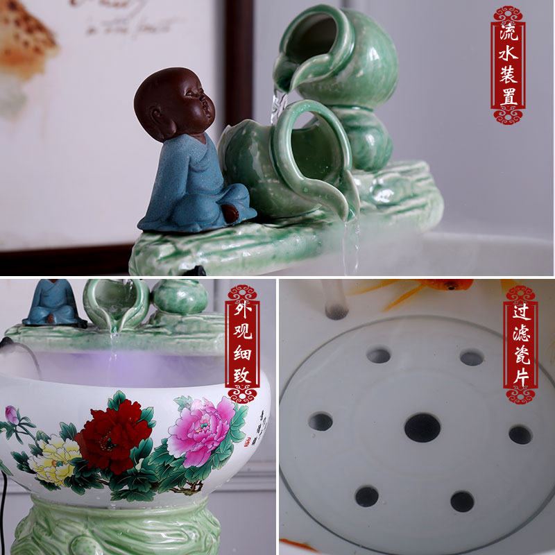 Ceramic filter tank circulation water fountain furnishing articles atomizing humidifier feng shui plutus zen fish home