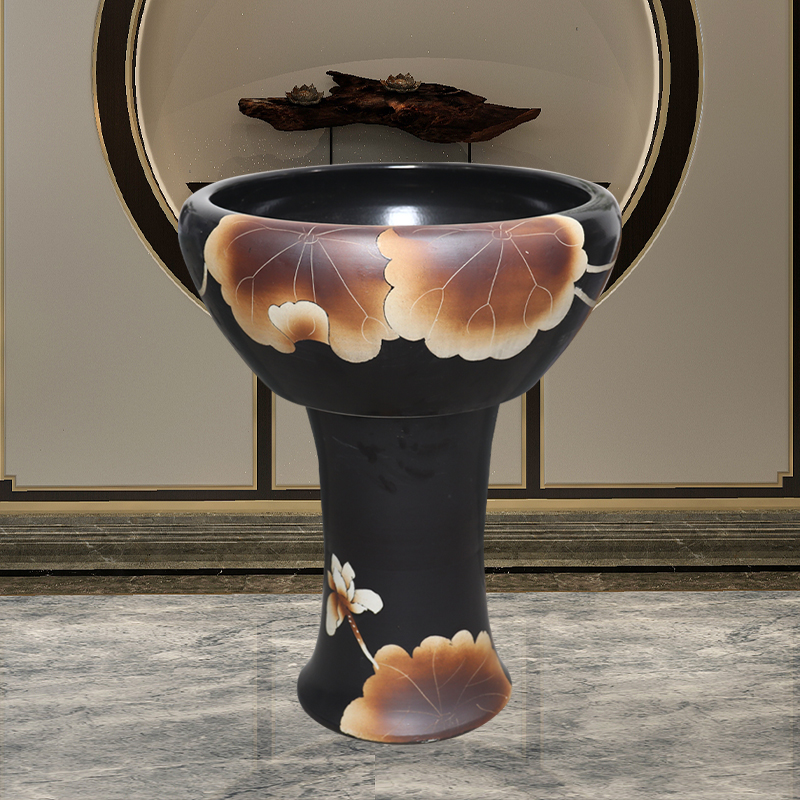 Jingdezhen ceramic tank floor pillar tortoise large bowl LianHe flowerpot brocade carp goldfish bowl water lily cylinder