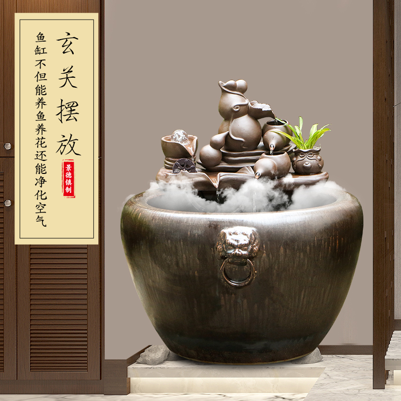 Art spirit of jingdezhen ceramic water tank yard restoring ancient ways humidifying small place feng shui plutus circulation to raise a goldfish bowl