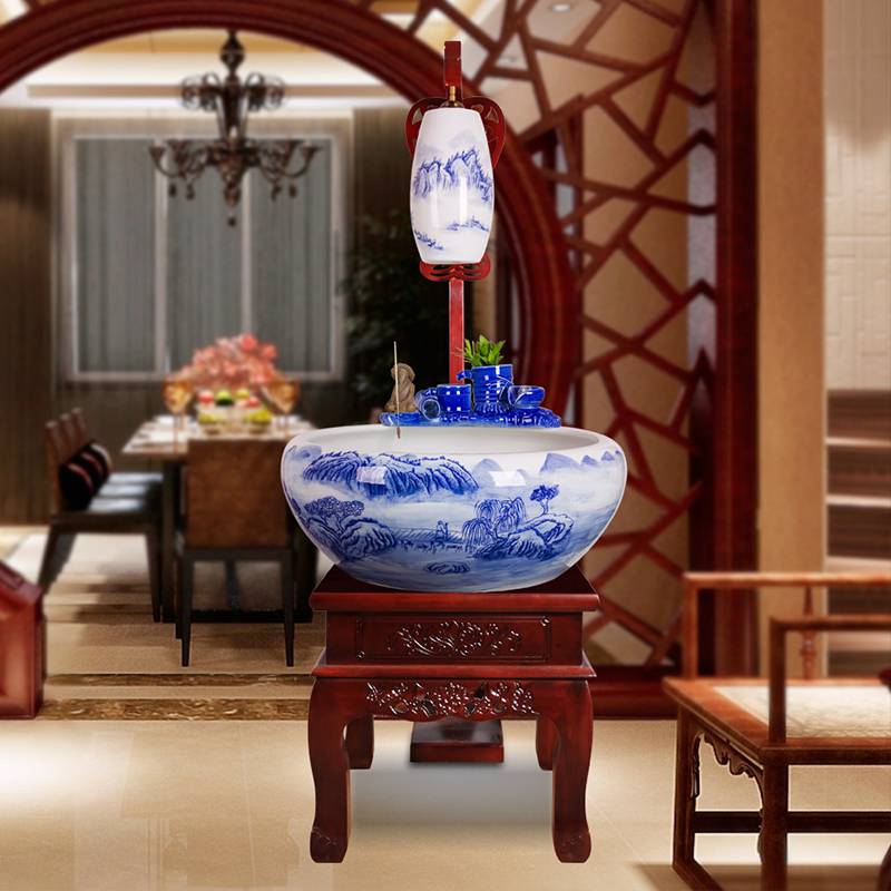 The New Chinese jingdezhen ceramic aquarium landscape water tank large filter tank floor home aquarium