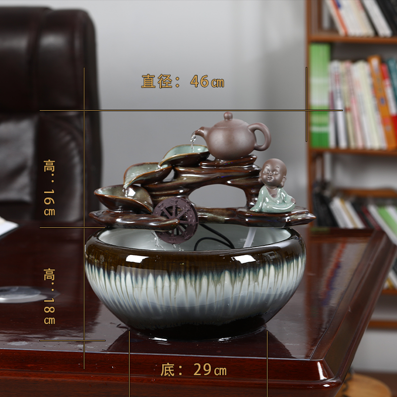 Ceramic up tank sitting room circulating water tank housewarming furnishing articles balcony garden lotus fish bowl