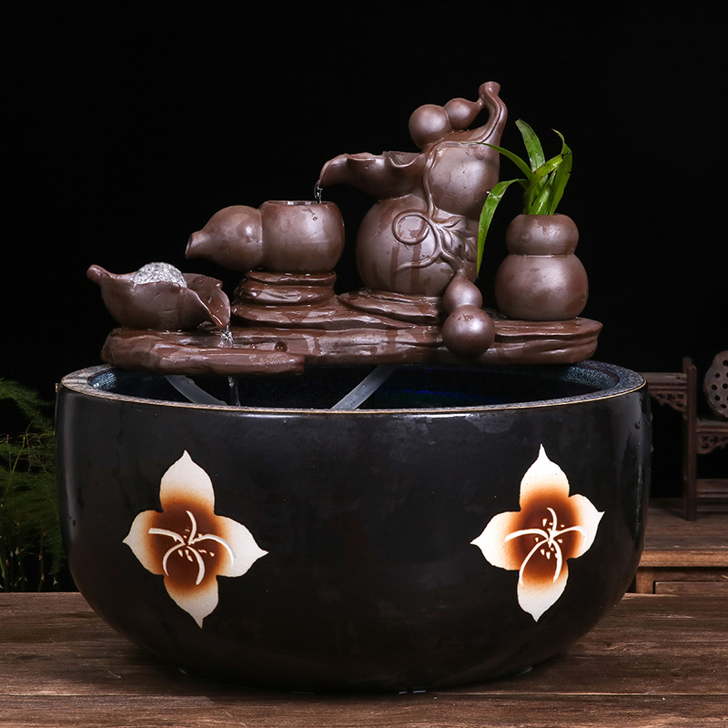 Jingdezhen ceramic aquarium bowl lotus lotus basin of circulating water device goldfish bowl raising goldfish bowl home furnishing articles