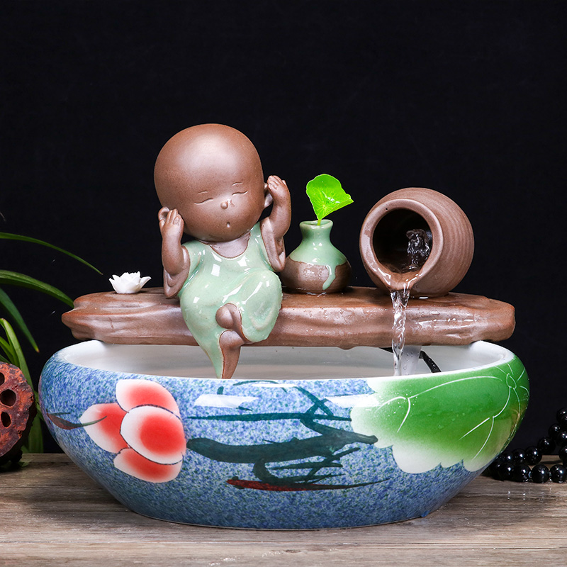 Jingdezhen ceramic aquarium desktop fountain water tank household small fish bowl decorated living room a goldfish bowl