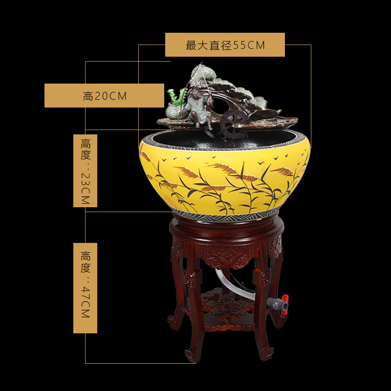 Jingdezhen ceramic circulating water tank filter home sitting room extra large goldfish bowl shui plutus tank