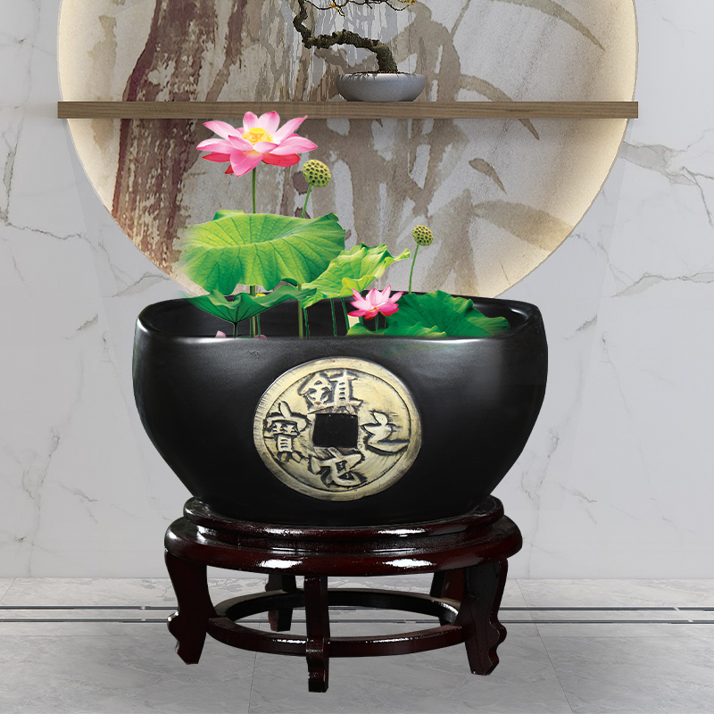 Package mail jingdezhen ceramic aquarium small desktop furnishing articles decoration turtle pond lily goldfish bowl lotus feng shui basin