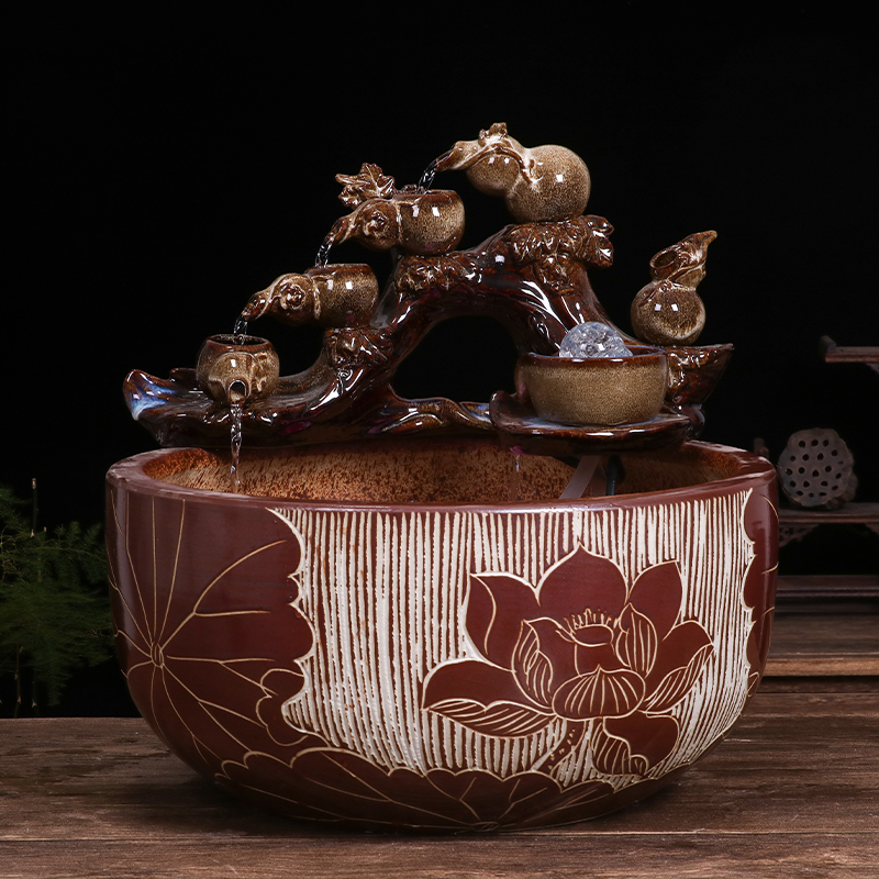 Restoring ancient ways of jingdezhen ceramic aquarium desktop furnishing articles sitting room creative small water fountain automatic cycle humidifier