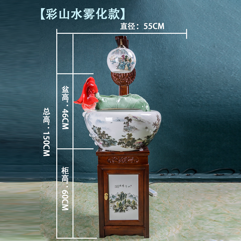 Jingdezhen ceramic goldfish bowl loop filter - oxygen atomization humidifying water tank water living room opening furnishing articles