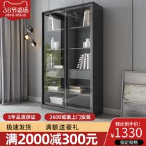 Nordic minimalist pushing Ramen bookcase shelves shelves modern floor floor with glass door bookcase files locker