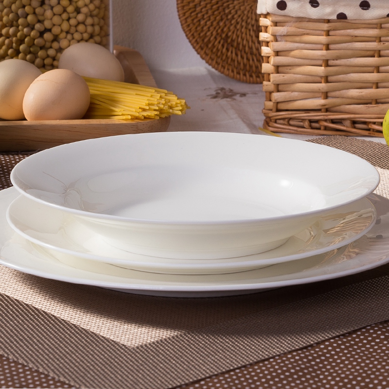 Flat Plate pure white household 0 the ipads porcelain ceramic tableware circular creative Plate steak dinner Plate