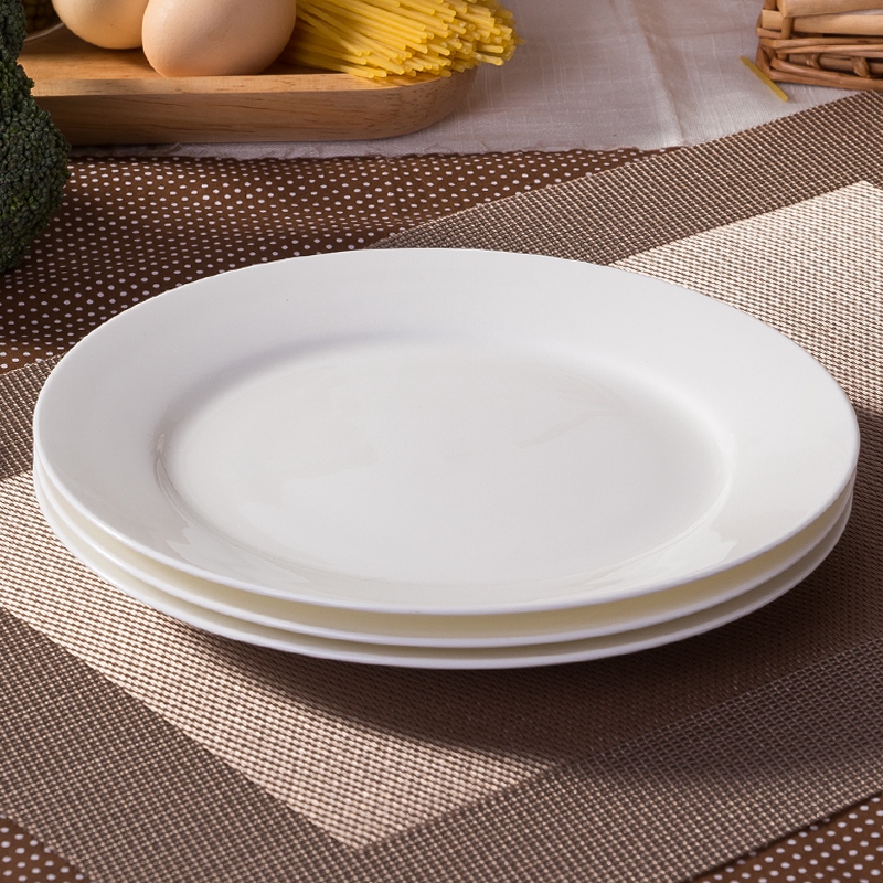 Flat Plate pure white household 0 the ipads porcelain ceramic tableware circular creative Plate steak dinner Plate