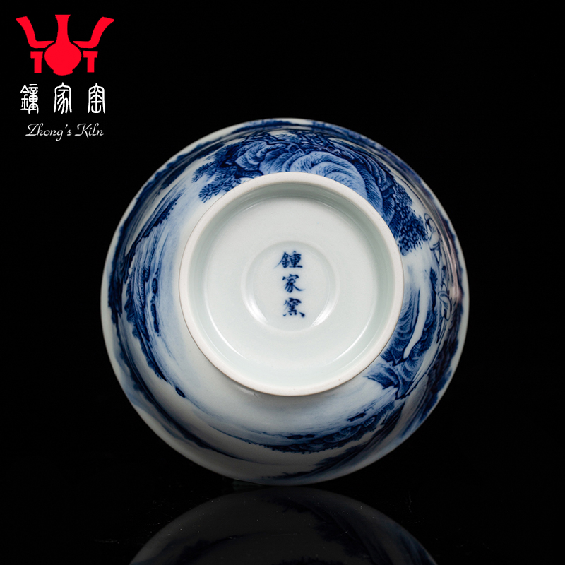 Clock home up jingdezhen maintain master cup men 's high - end single cup Chinese kung fu tea set blue - and - white porcelain cups