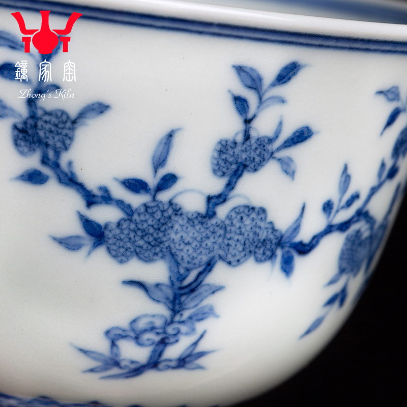 Clock home trade, one cup of single CPU jingdezhen blue and white maintain full checking ceramic cup sanduo high - grade tea cups