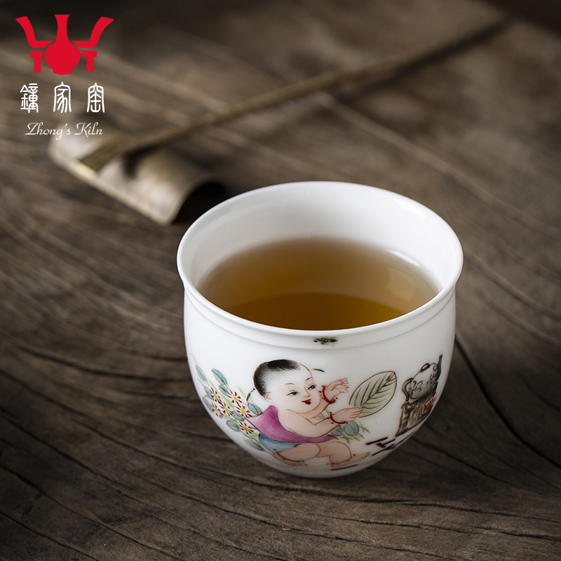 Clock home up jingdezhen manual hand - made pastel character cup masters cup kung fu tea set personal single cup sample tea cup