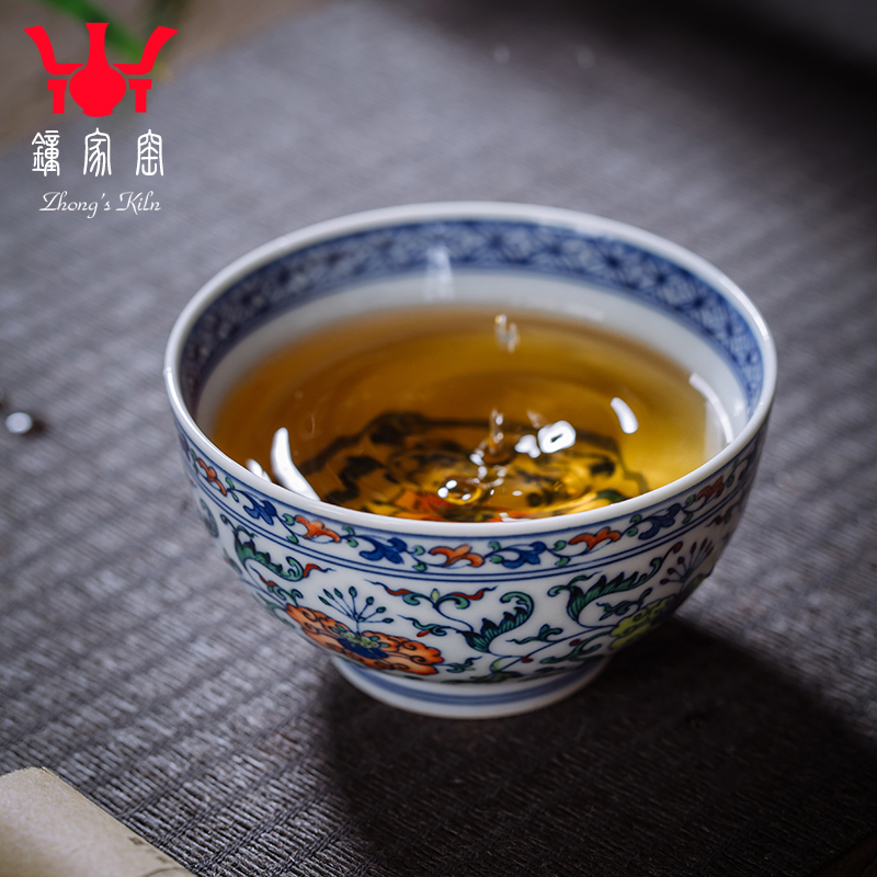 Clock home trade, one cup of single CPU jingdezhen maintain chenghua bucket colors branch pattern kung fu tea cup personal cup