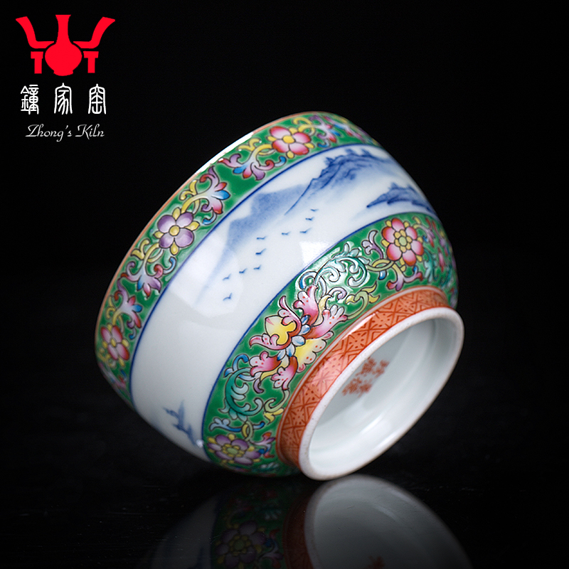 Clock home trade, one cup of kung fu tea cups jingdezhen porcelain enamel colors pattern landscape ceramic sample tea cup