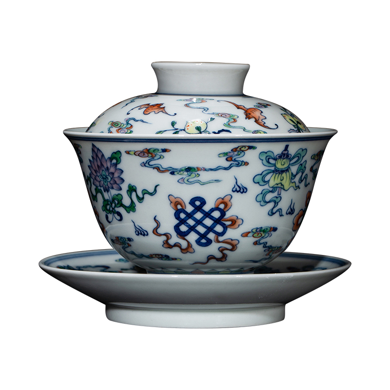 Clock home up tureen jingdezhen porcelain cups color bucket maintain sweet tureen and high - end tea bowl of tea bowl