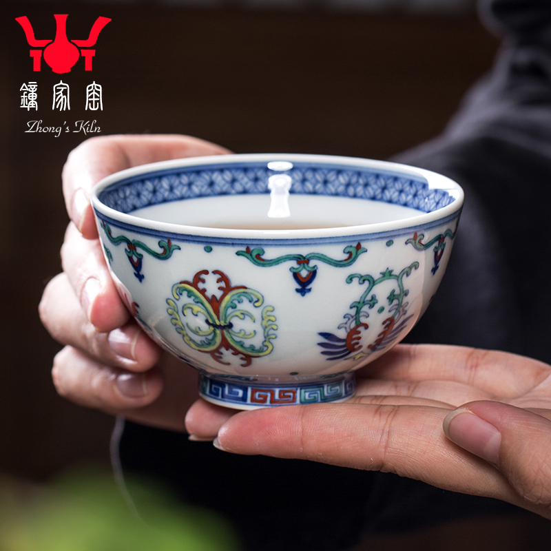 Clock home trade, one cup of single CPU jingdezhen blue and white maintain tea set all hand bucket colors branch lines kung fu tea cups