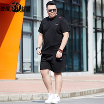 Fat big size short sleeve T-shirt men summer thin casual two-piece fat guy plus fat big loose sports suit