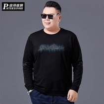 Fat-up casual sweater mens spring large size long sleeve loose T-shirt fat print slim round neck top