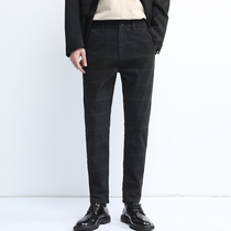 Winter British plaid pants mens pants autumn and winter western pants mens trend all-match mens casual trousers straight loose