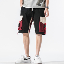 Shorts men summer wear overalls mens Tide brand ins loose multi pocket five-point pants thin casual Capri pants