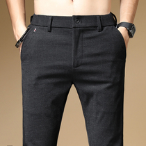 Pants suit pants men pants autumn and winter men Business Plaid casual trousers slim straight tube British wide elastic