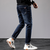 Mens autumn fashion blue washed trend jeans mens straight tube loose spring and autumn casual long pants