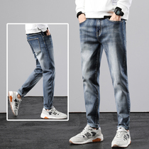 Autumn pants washed white jeans mens straight loose Joker autumn and winter casual trousers Korean version trend