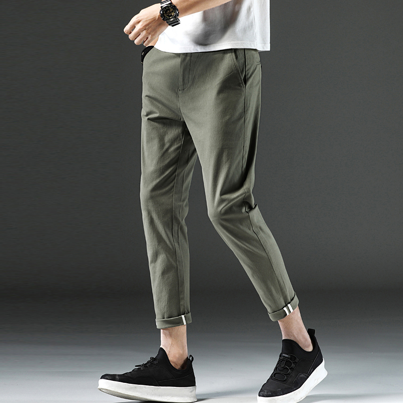 九分裤男修身宽松直筒男士裤子韩版潮流青年夏季薄款9分裤青少年